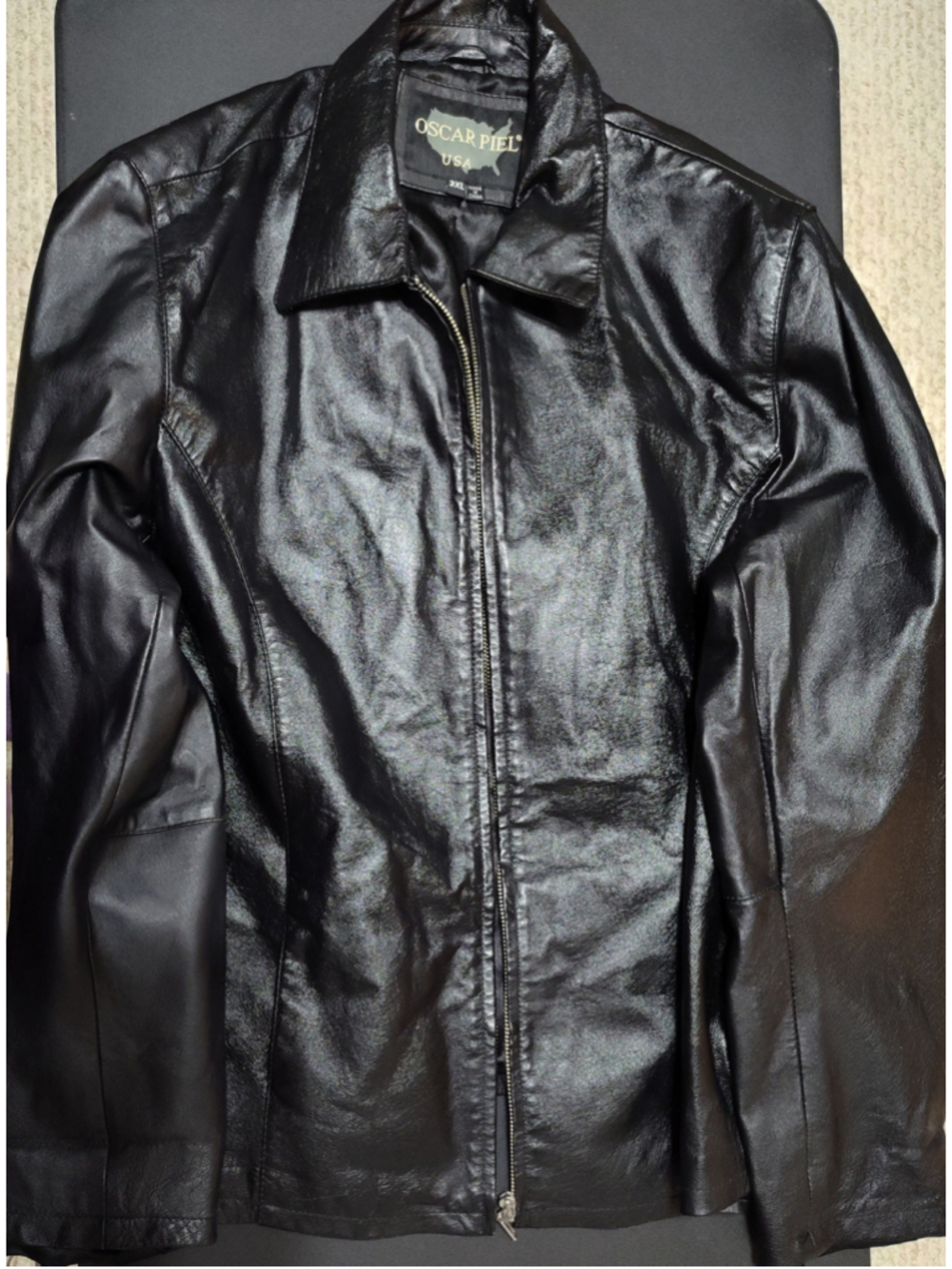 Women's Oscar Piel Black Leather Jacket Size 3X